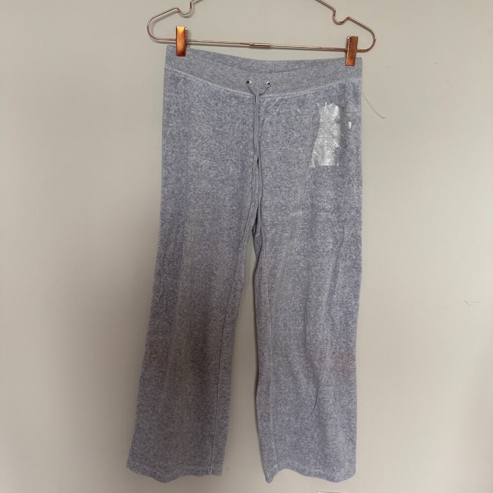 Vintage Y2K Juicy Couture Womens Velour Sweatpants Small Gray Dog Flare Lounge - Picture 2 of 6